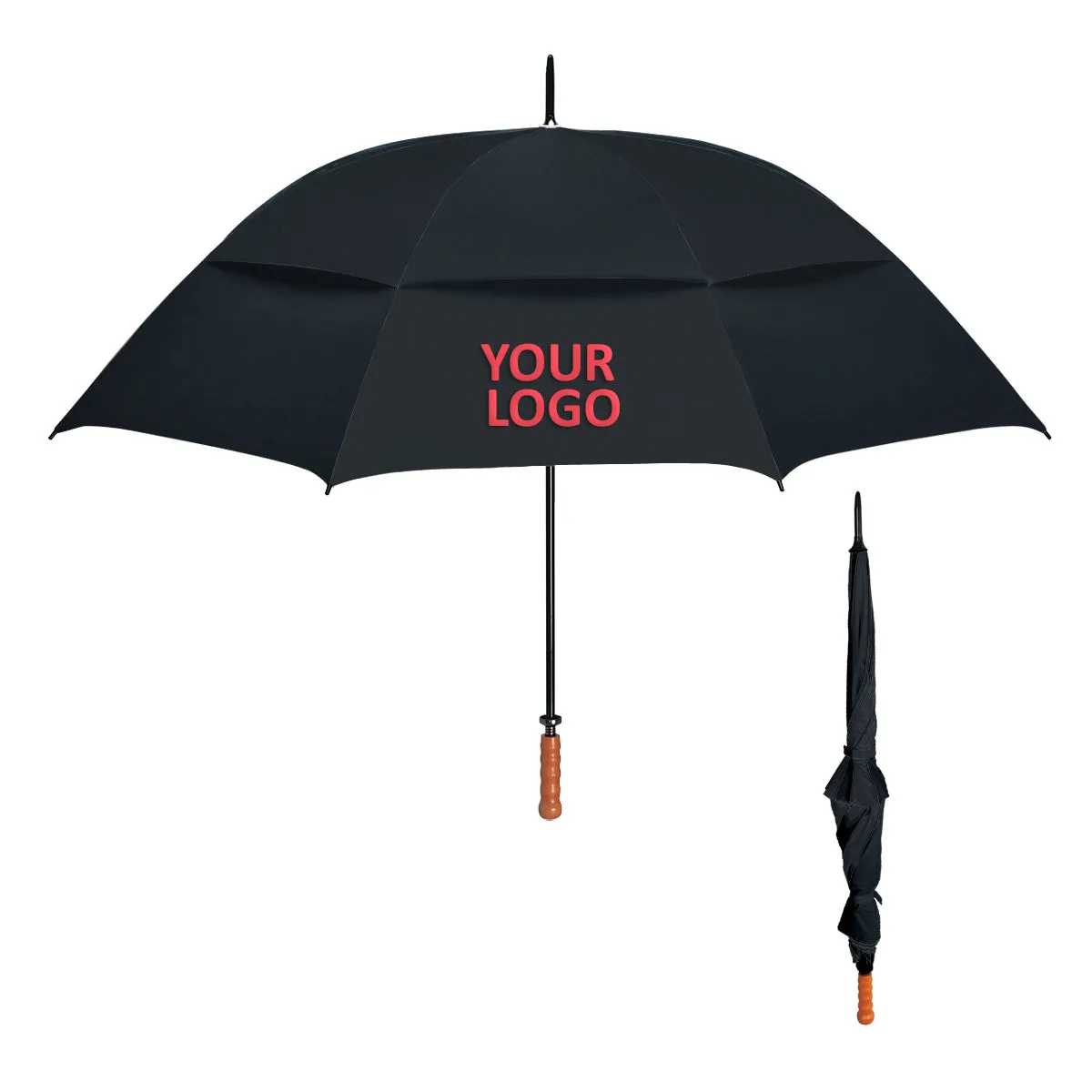68" Arc Windproof Vented Umbrella, Black