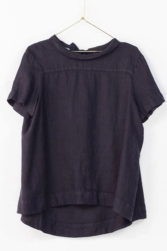 ADÉLINE LINEN SWING TOP - NAVY