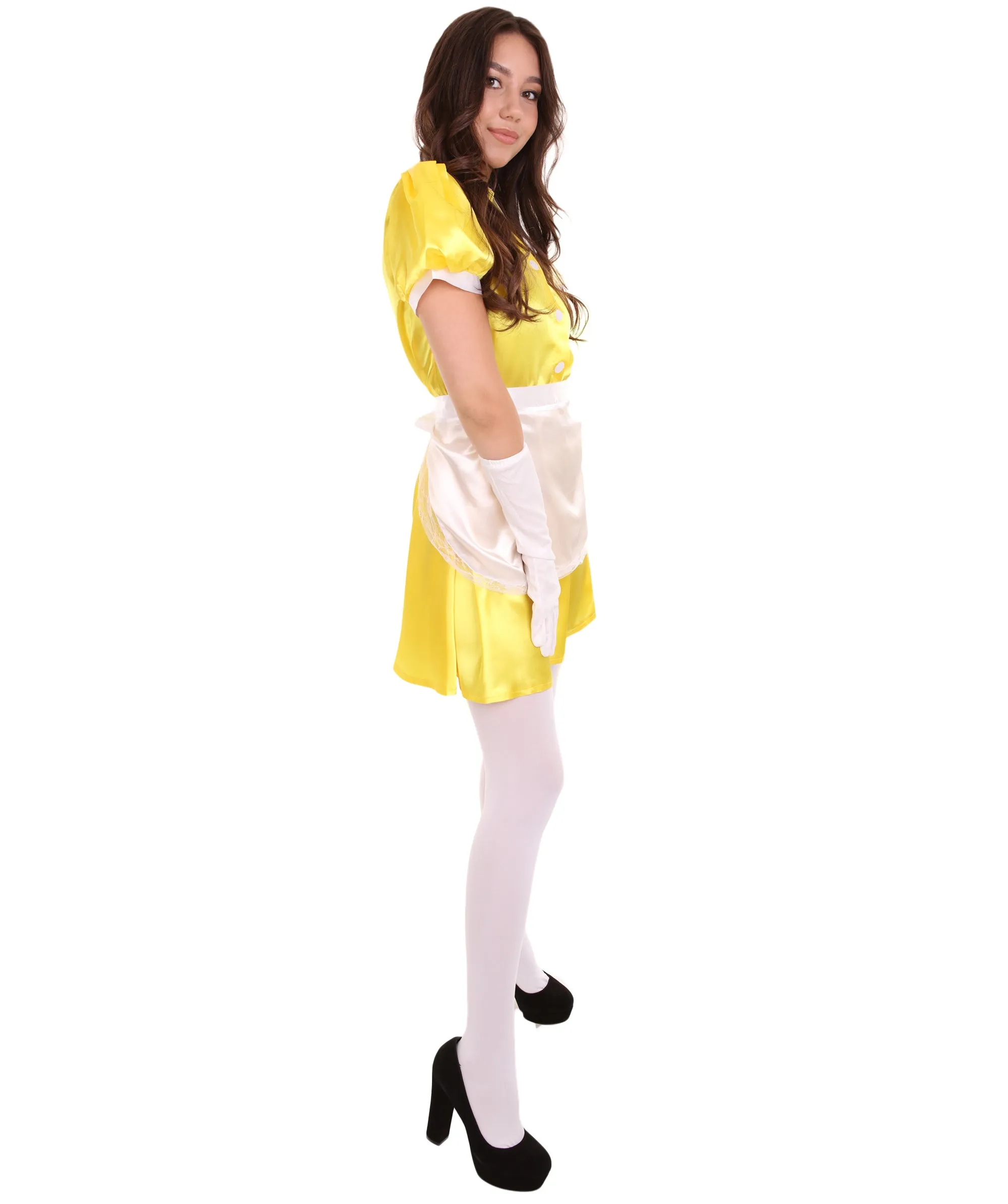 Adult Women's French Apron Maid Uniform Costume | Yellow Cosplay Costume