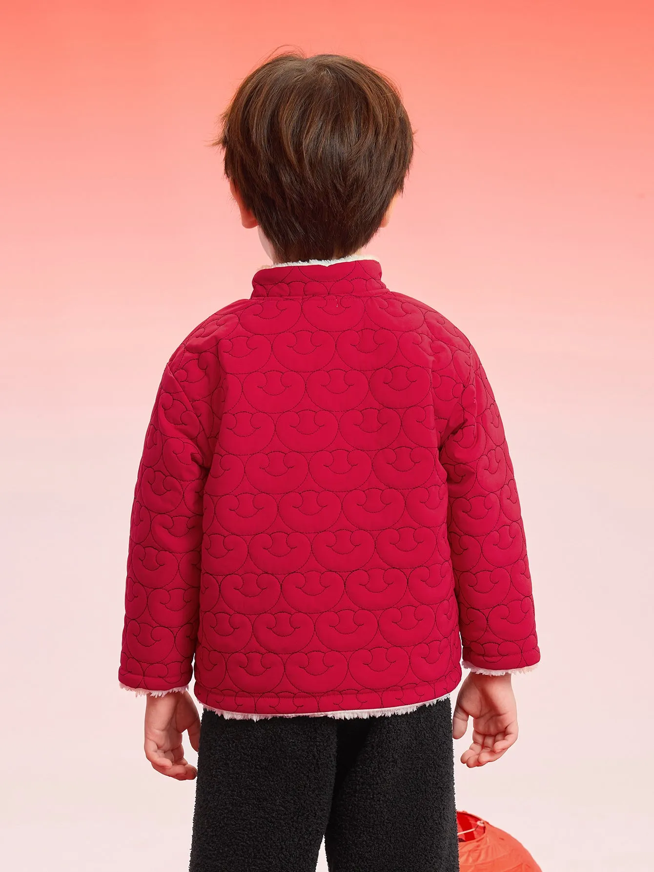 Balabala Baby Cotton Coat 2025 New Thermal Boy And Girl New Year's Greeting Outfit Outdoor Red