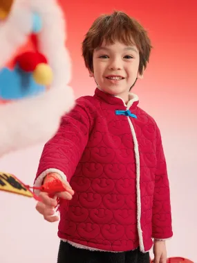 Balabala Baby Cotton Coat 2025 New Thermal Boy And Girl New Year's Greeting Outfit Outdoor Red