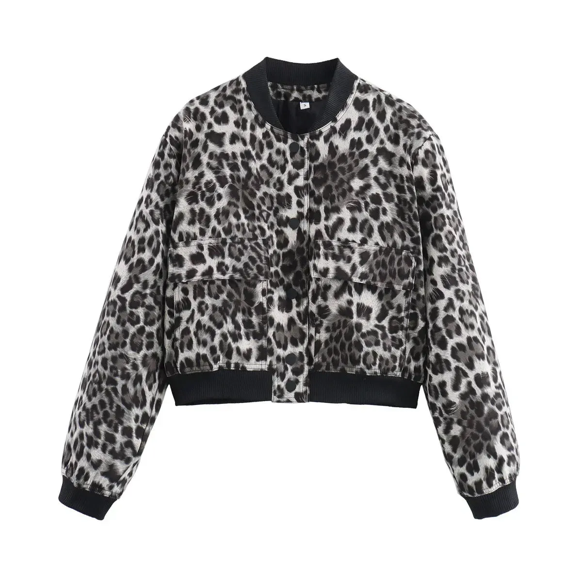 Black Friday Joskaa Basic Stand Collar Women Jacket Long Sleeve Cardigan Button Up Cropped Coat Baseball Outerwear Autumn Winter Clothes