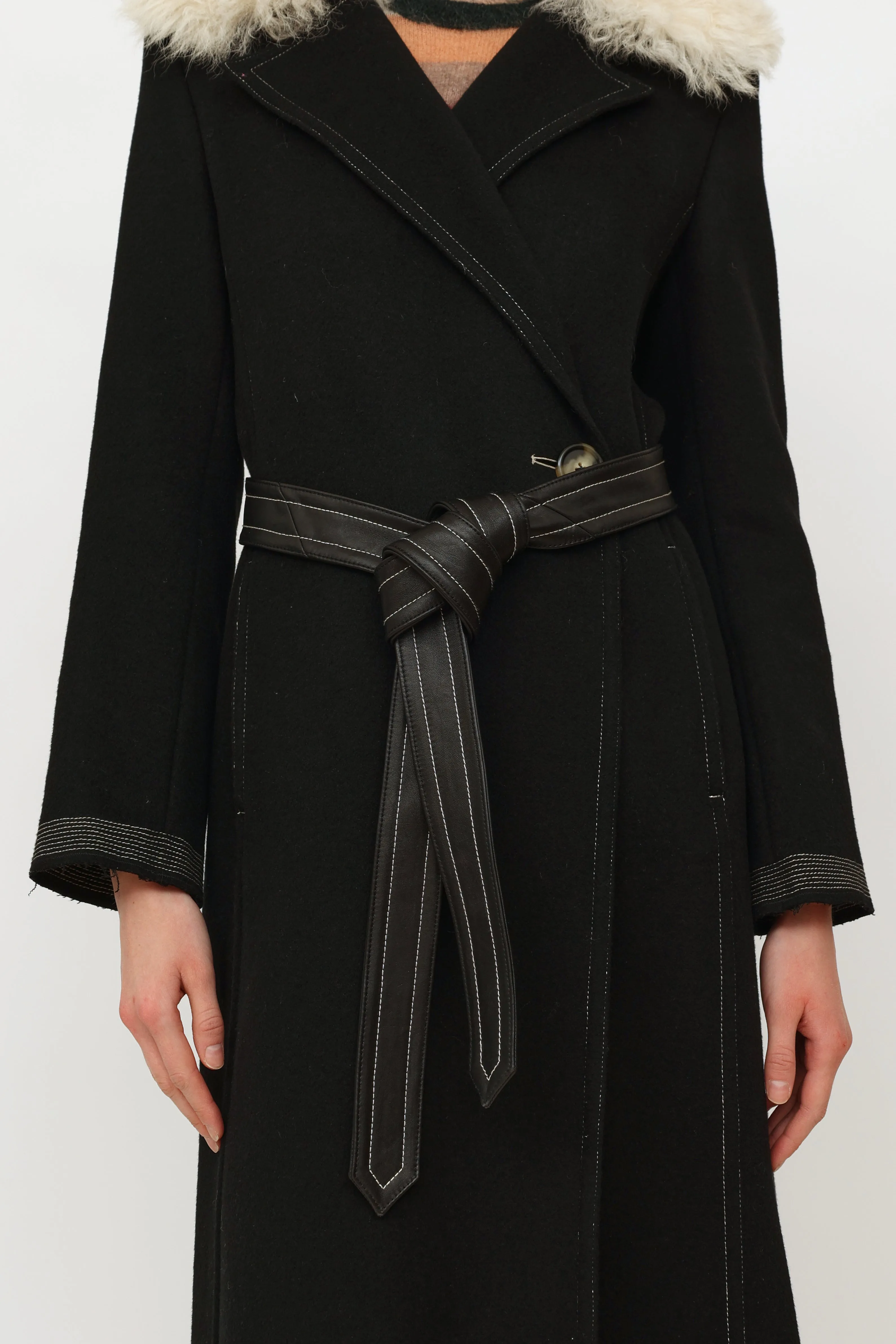 Black Wool Shearling Coat