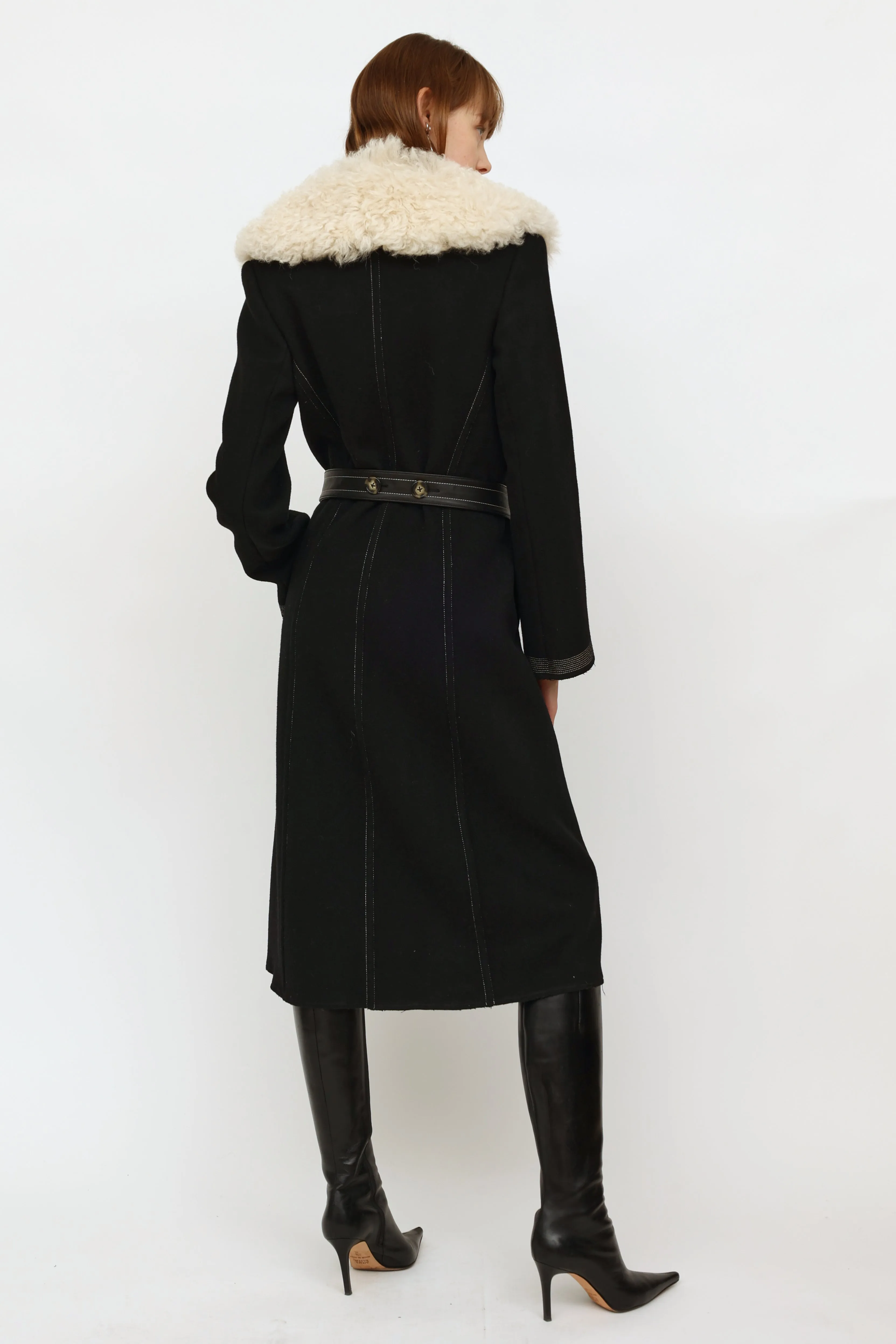 Black Wool Shearling Coat