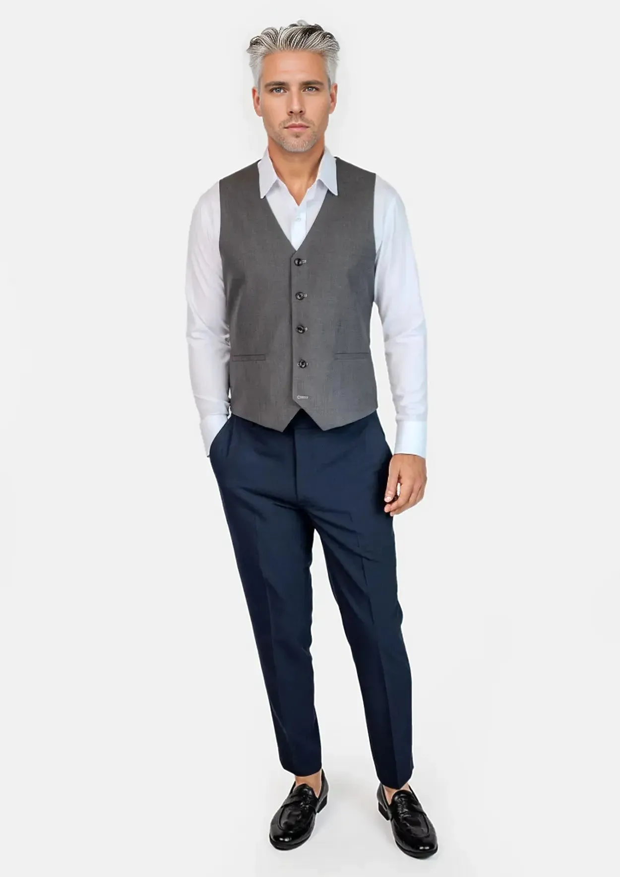 Charcoal Sharkskin Vest