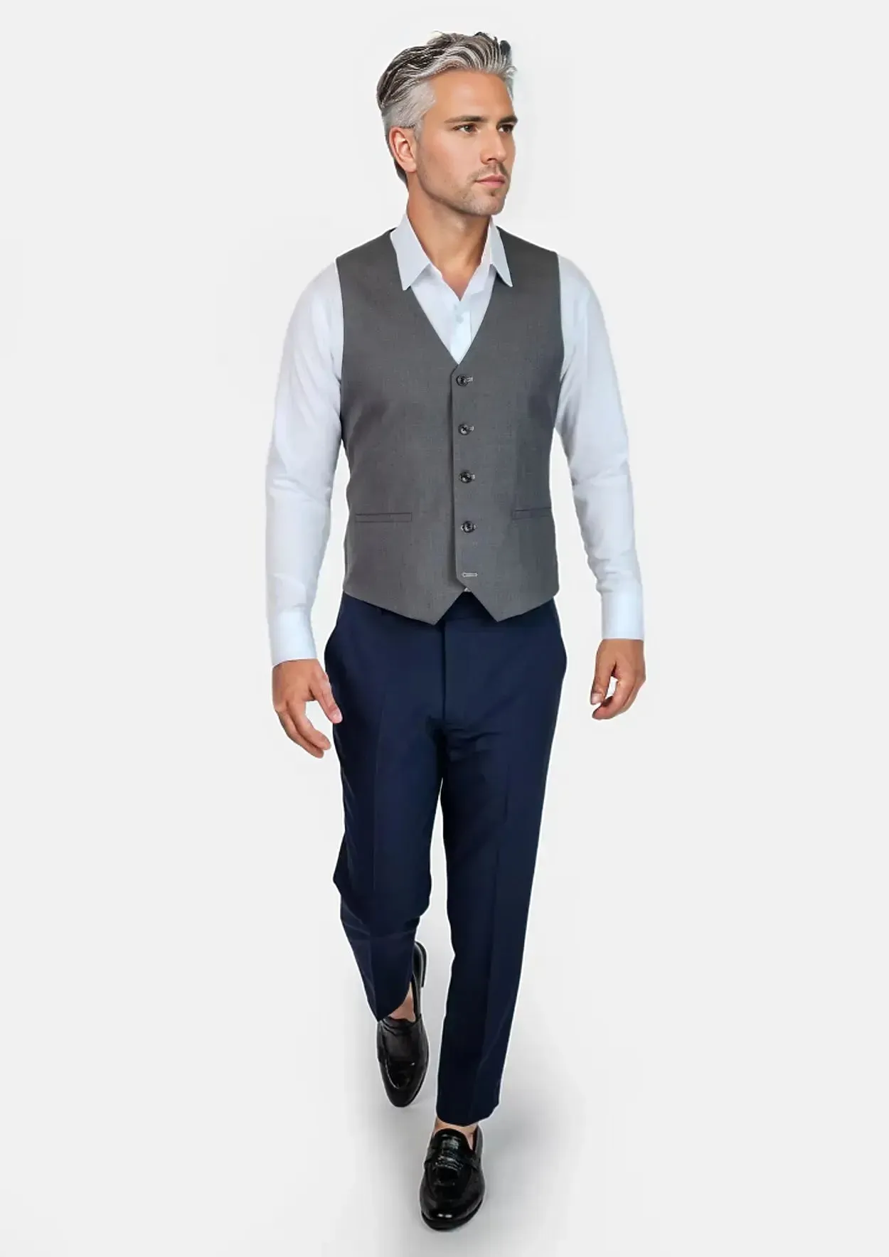 Charcoal Sharkskin Vest
