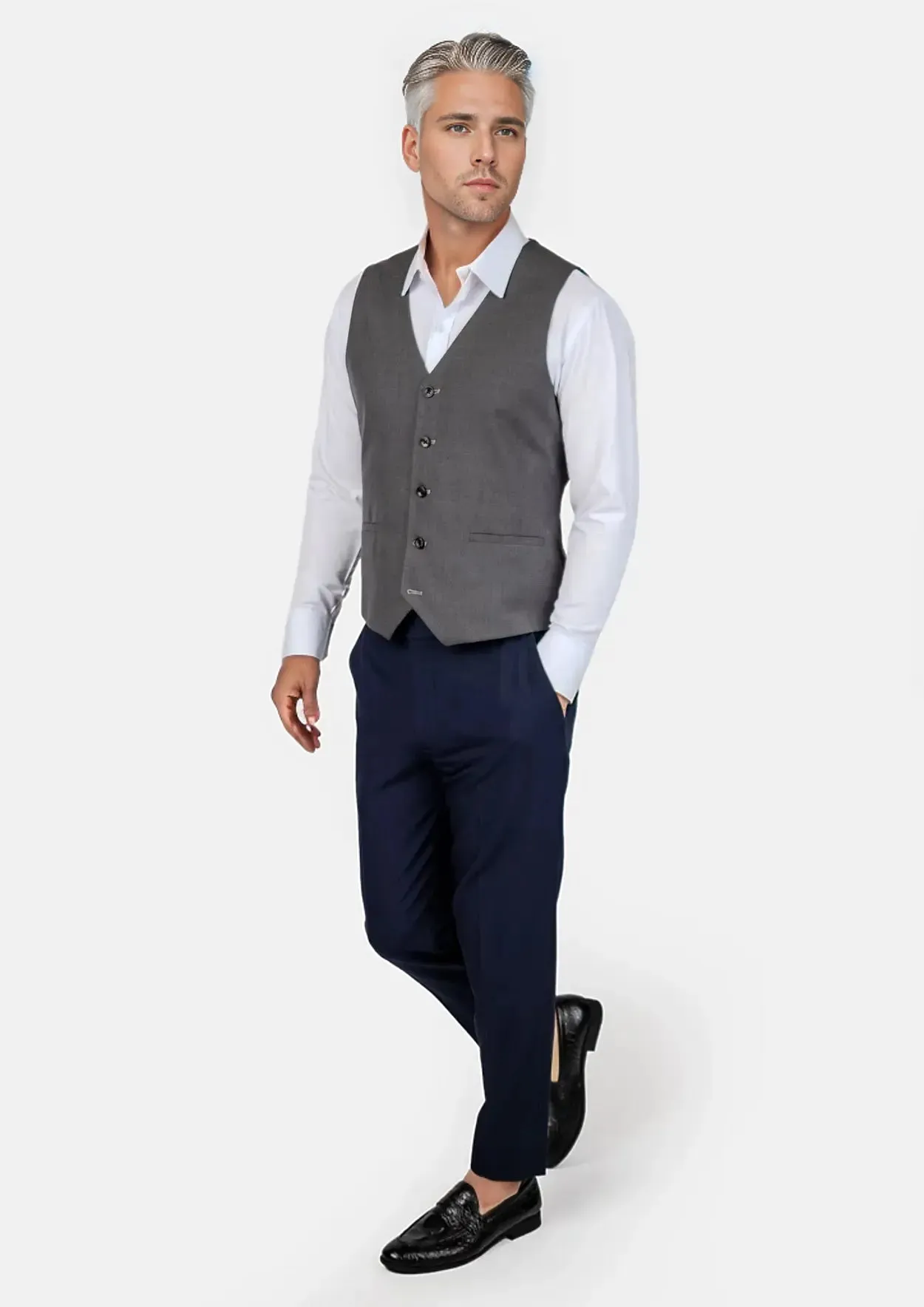 Charcoal Sharkskin Vest