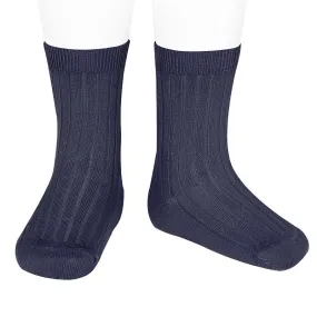 CONDOR - RIB SHORT SOCK: COLOUR #480 NAVY