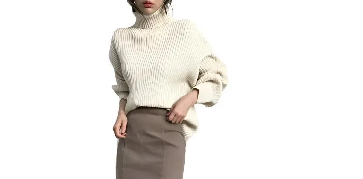 Cozy Solid Color Turtleneck Knit Pullover Sweater