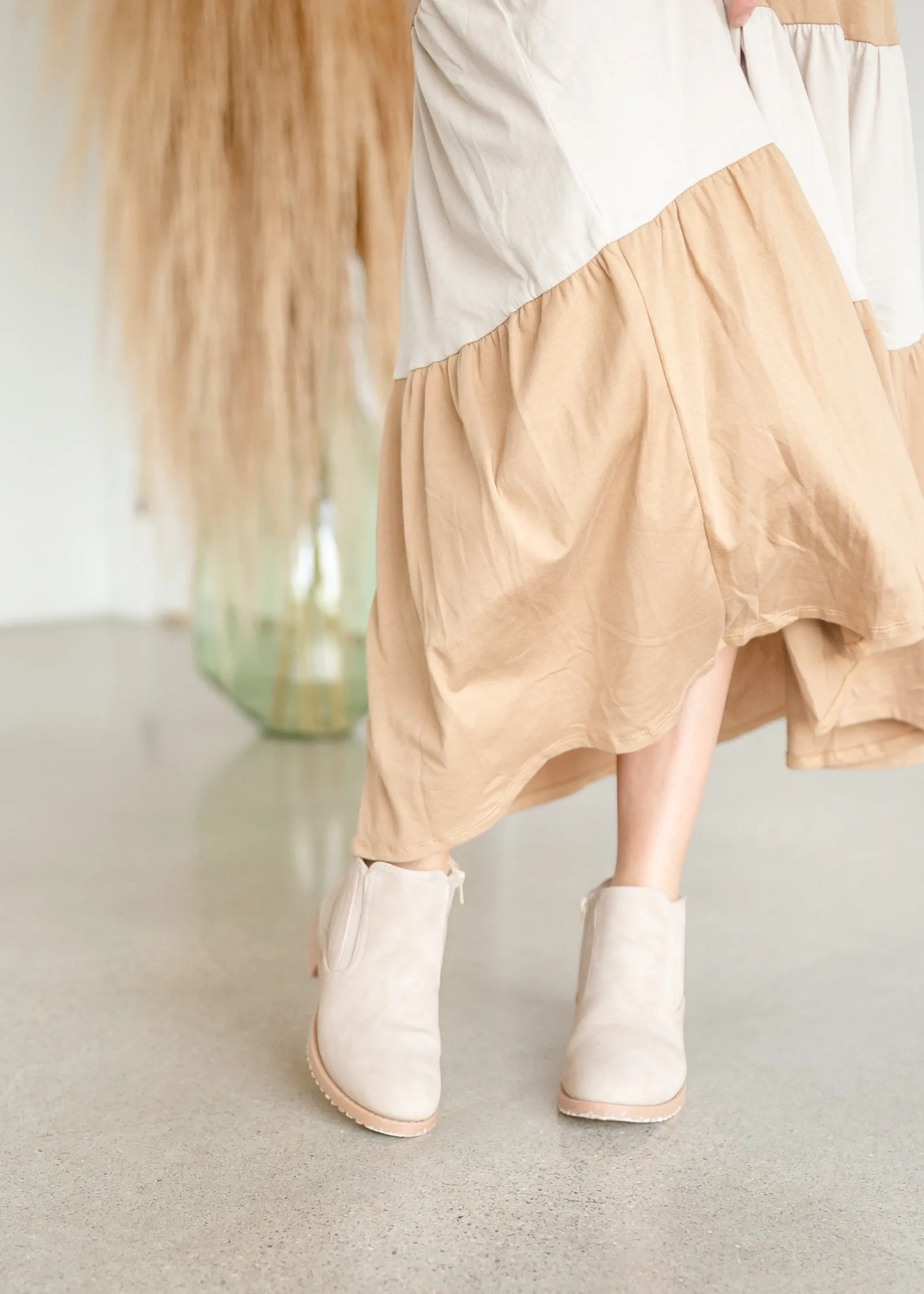Cream   Tan Color Block Maxi Skirt - FINAL SALE