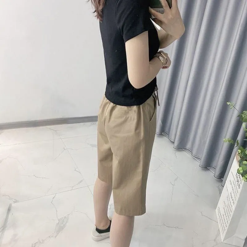 Culottes Summer Loose Bermuda Shorts Women Niche Mid-Length Three Quarter False Two-Piece Skorts Korean Casual Straight Jeans Bermuda Shorts