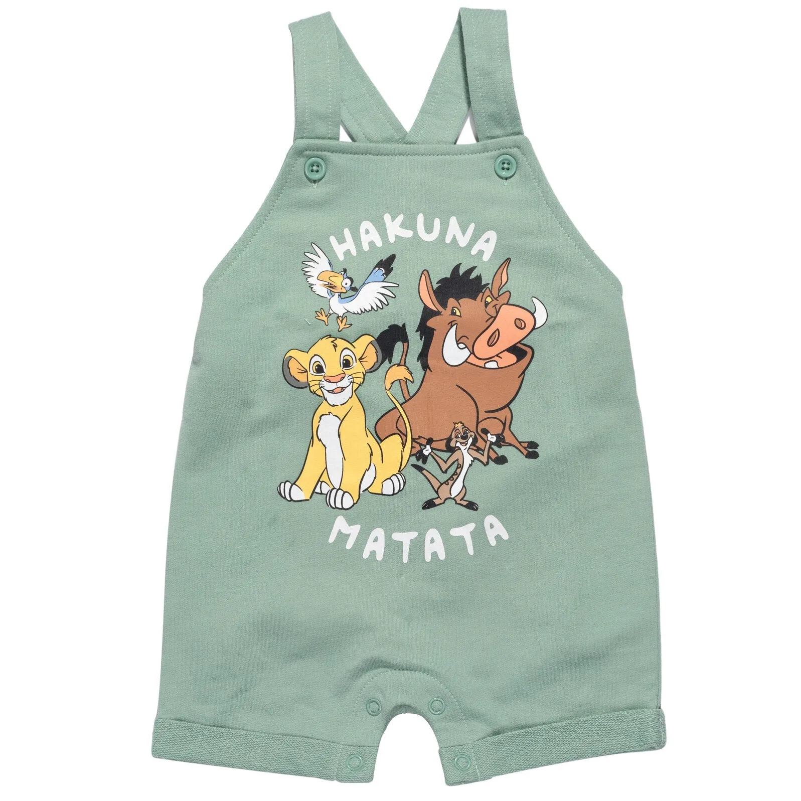 Disney Lion King French Terry Short Overalls T-Shirt and Hat 3 Piece Outfit Set