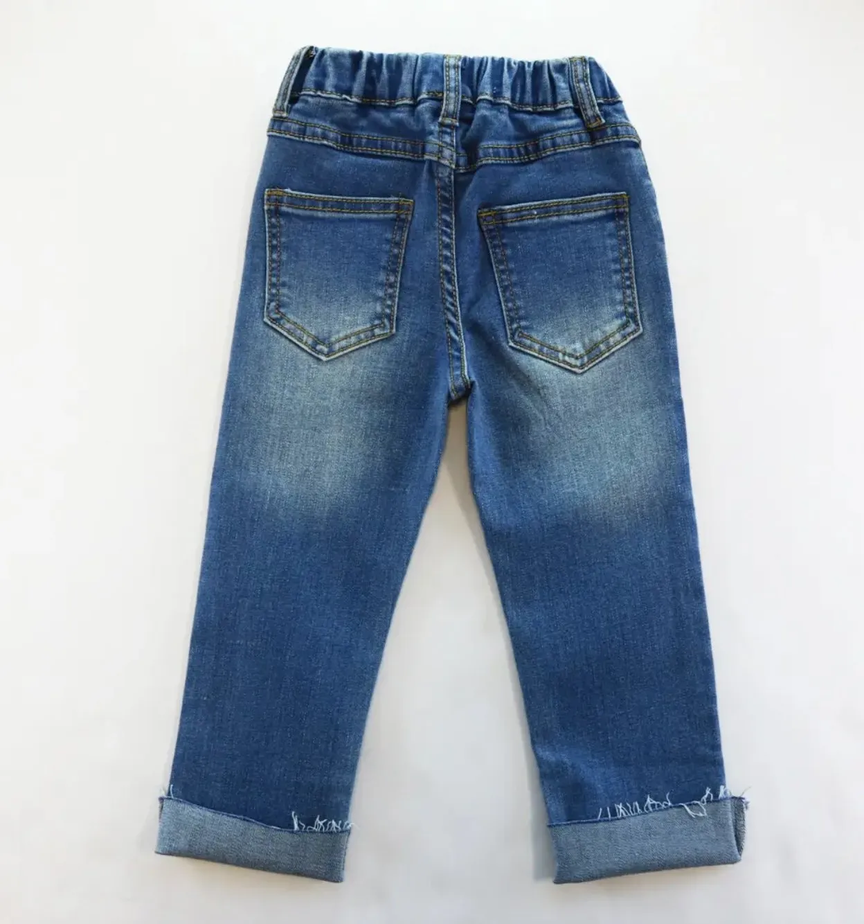 Doe a Dear Girls Rhinestone & Distressed Hem Denim Jeans