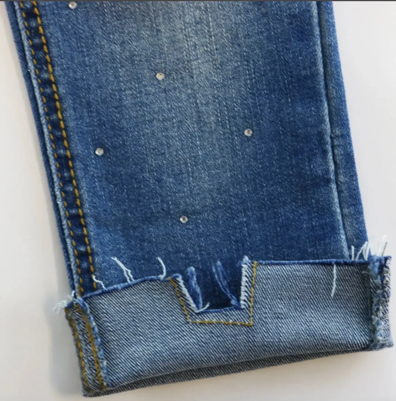 Doe a Dear Girls Rhinestone & Distressed Hem Denim Jeans