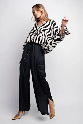 Easel Washed Satin Cargo Pant