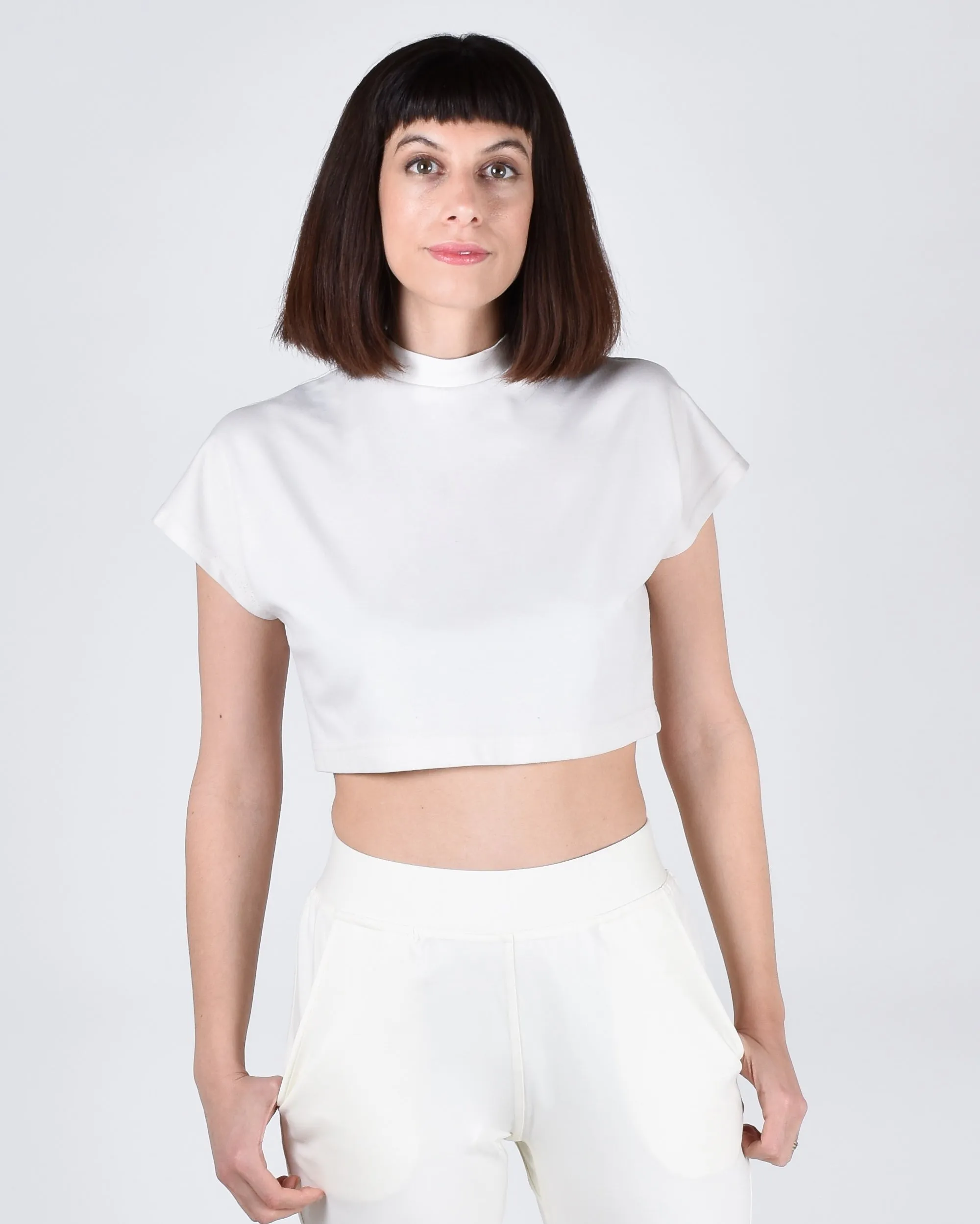 Egret Crop Cap Sleeve 2-in-1 in Cream