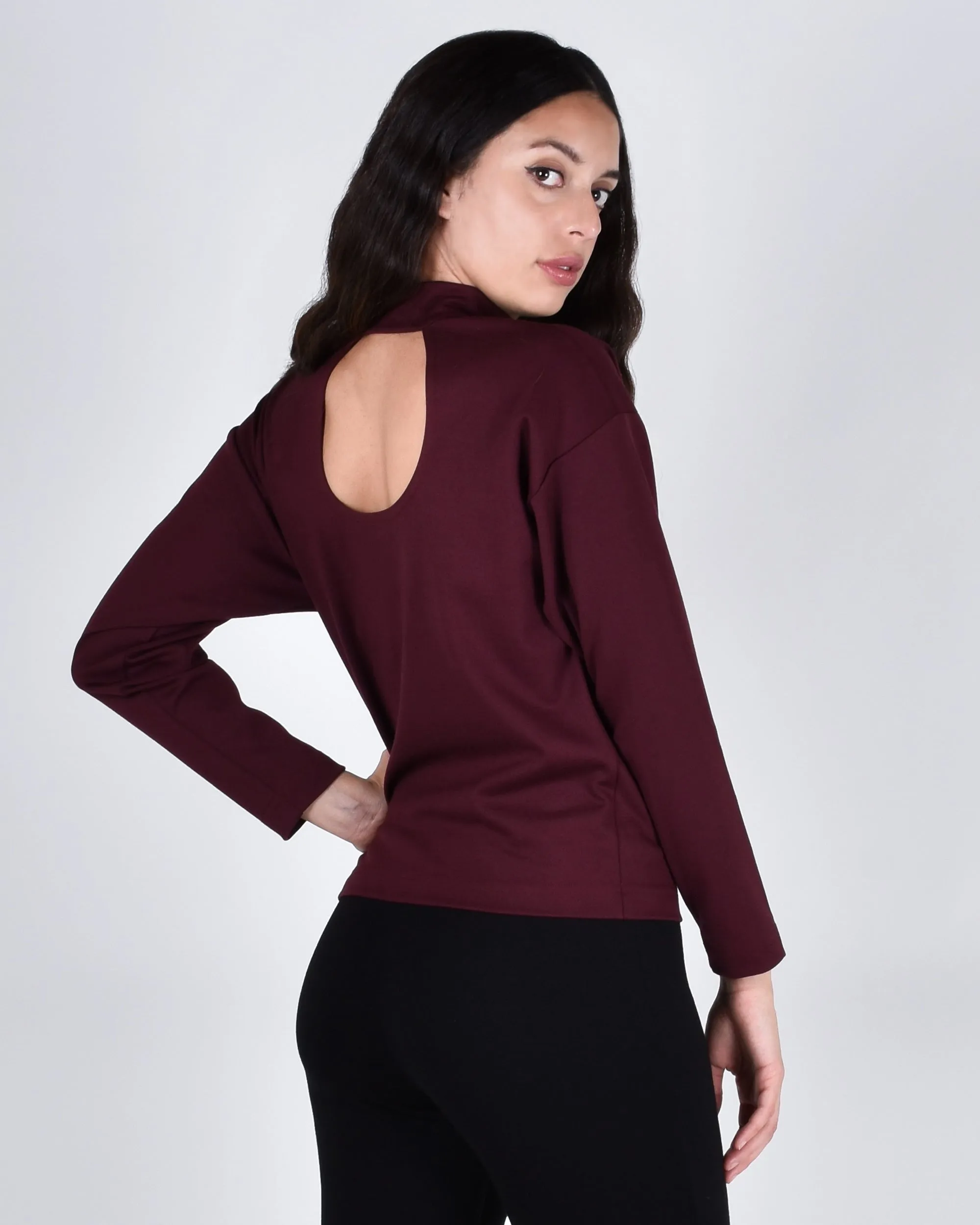 Egret Long Sleeve Top 2-in-1 in Burgundy