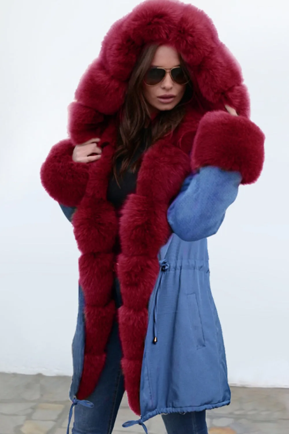 elveswallet Parka Wool Collar Drawstring Coat