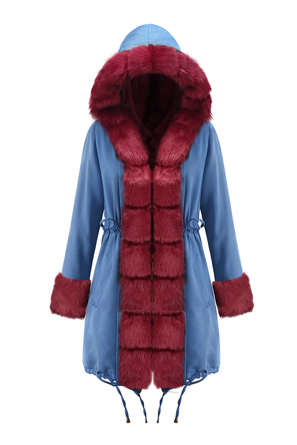 elveswallet Parka Wool Collar Drawstring Coat