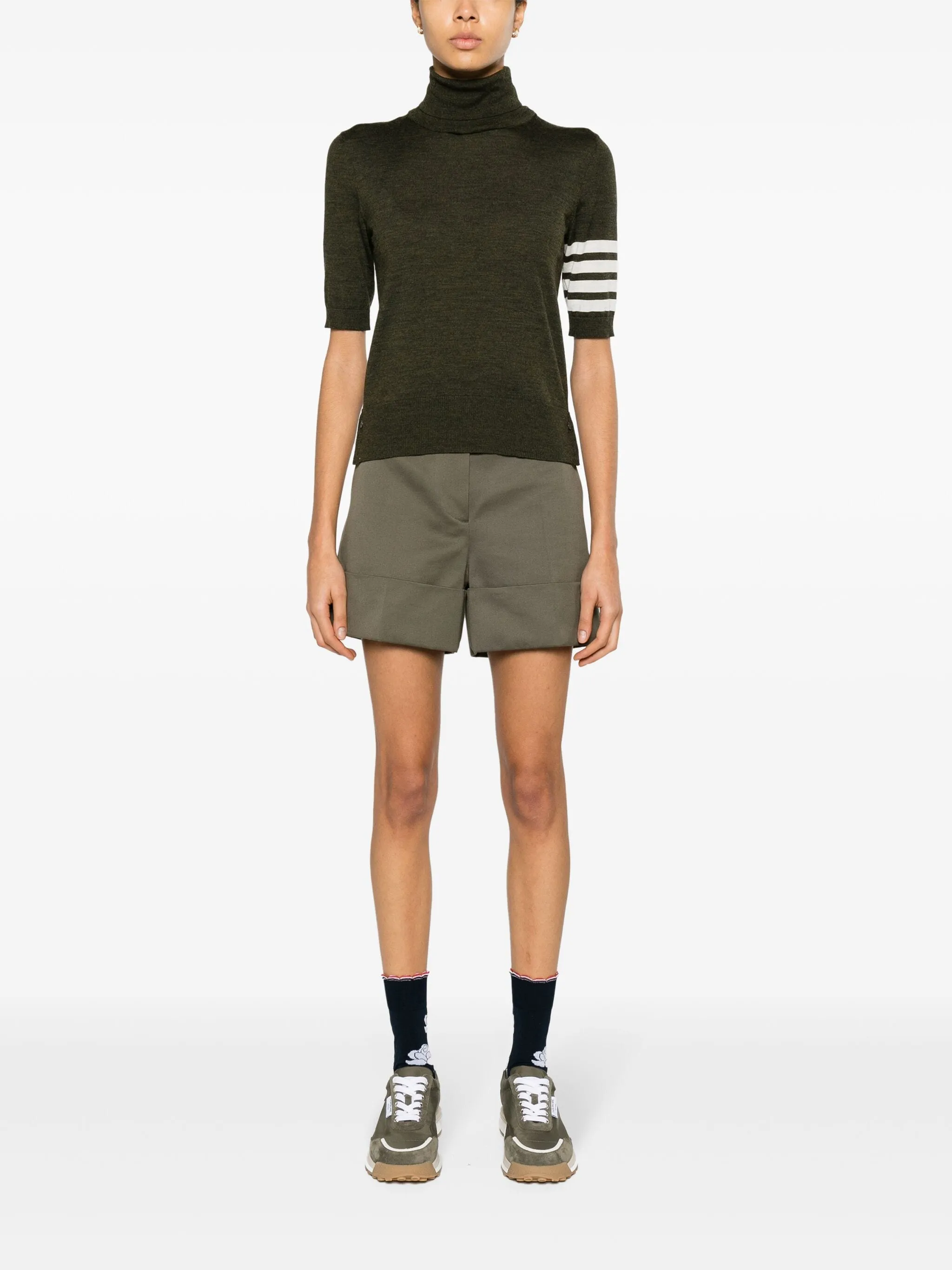 Fine Merino 4-Bar Relaxed Short Sleeve Turtleneck