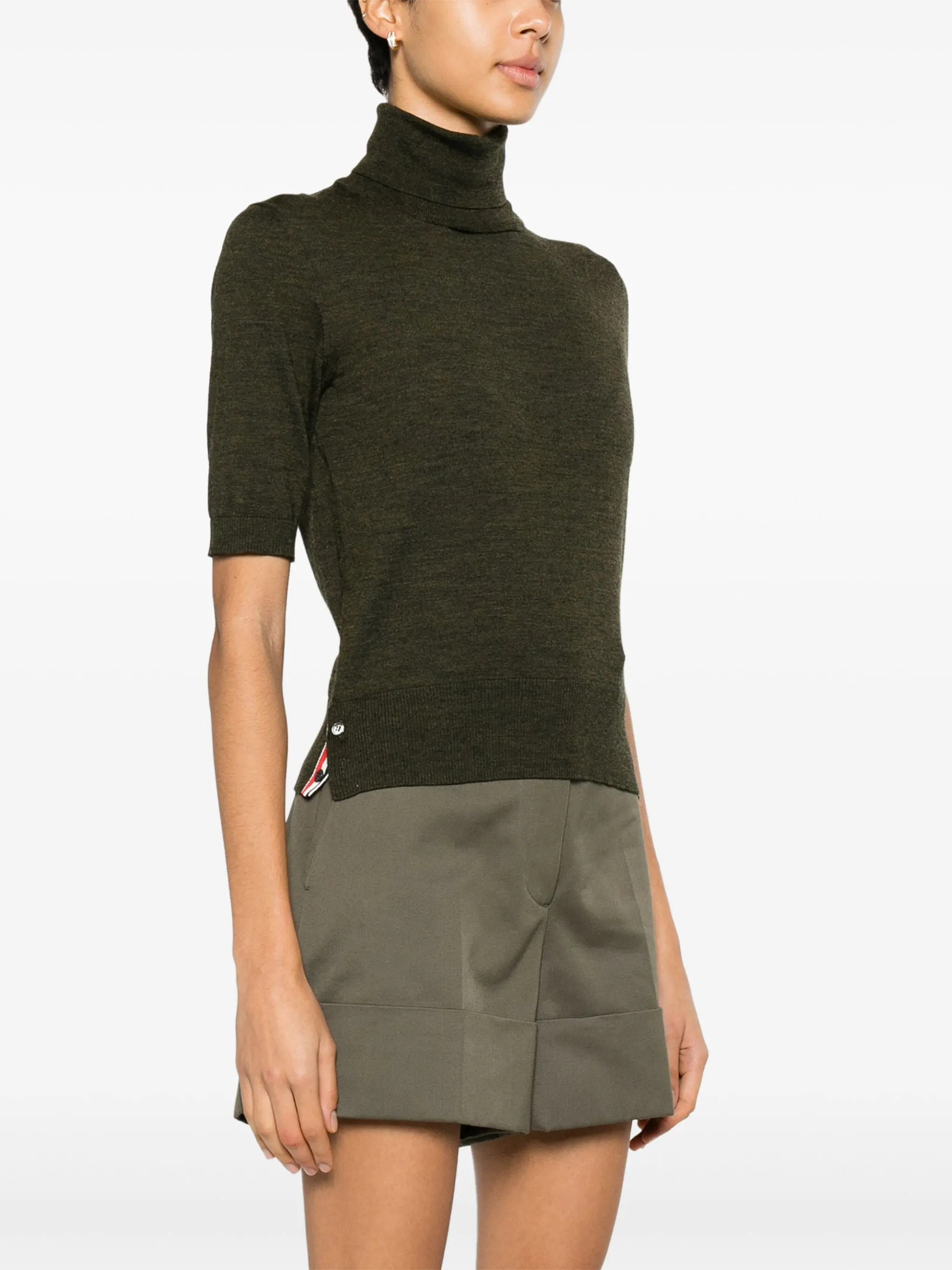 Fine Merino 4-Bar Relaxed Short Sleeve Turtleneck