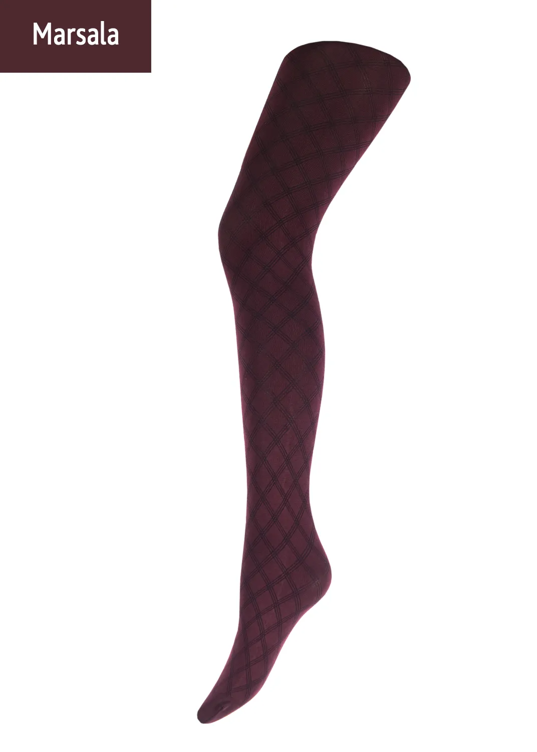 Giulia Fiesta 100 Denier Diamond Patterned Opaque Tights Winter Green & Wine