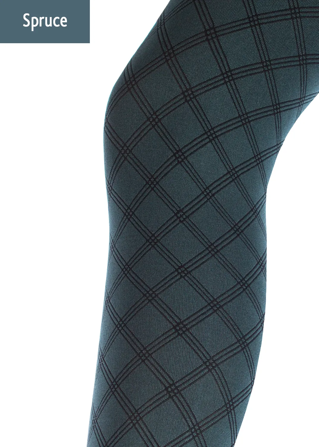 Giulia Fiesta 100 Denier Diamond Patterned Opaque Tights Winter Green & Wine