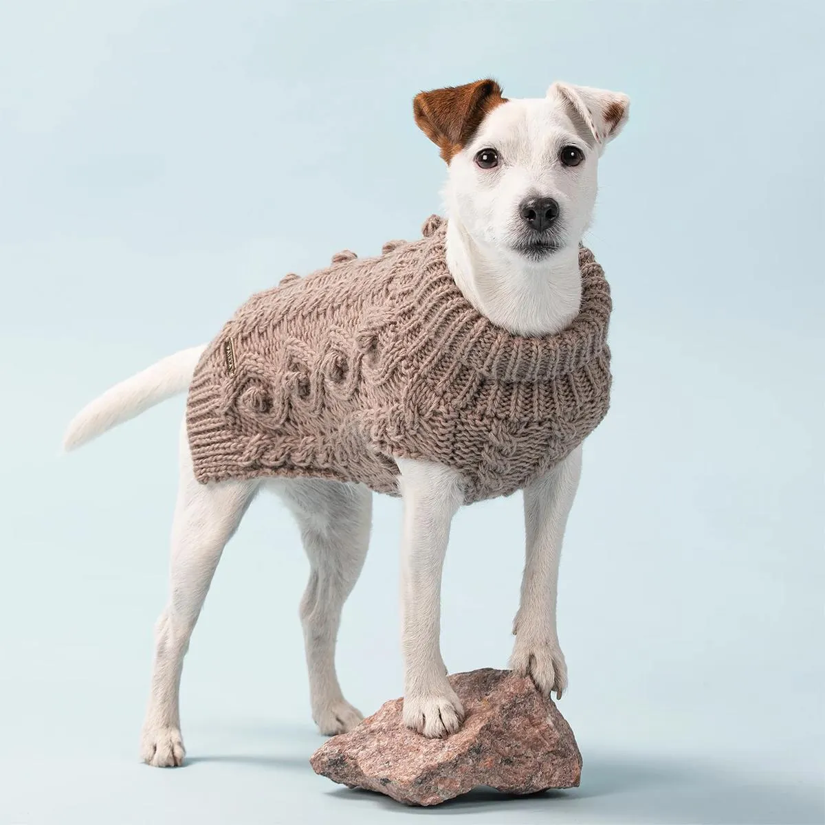 Handmade Knit Taupe Dog Sweater