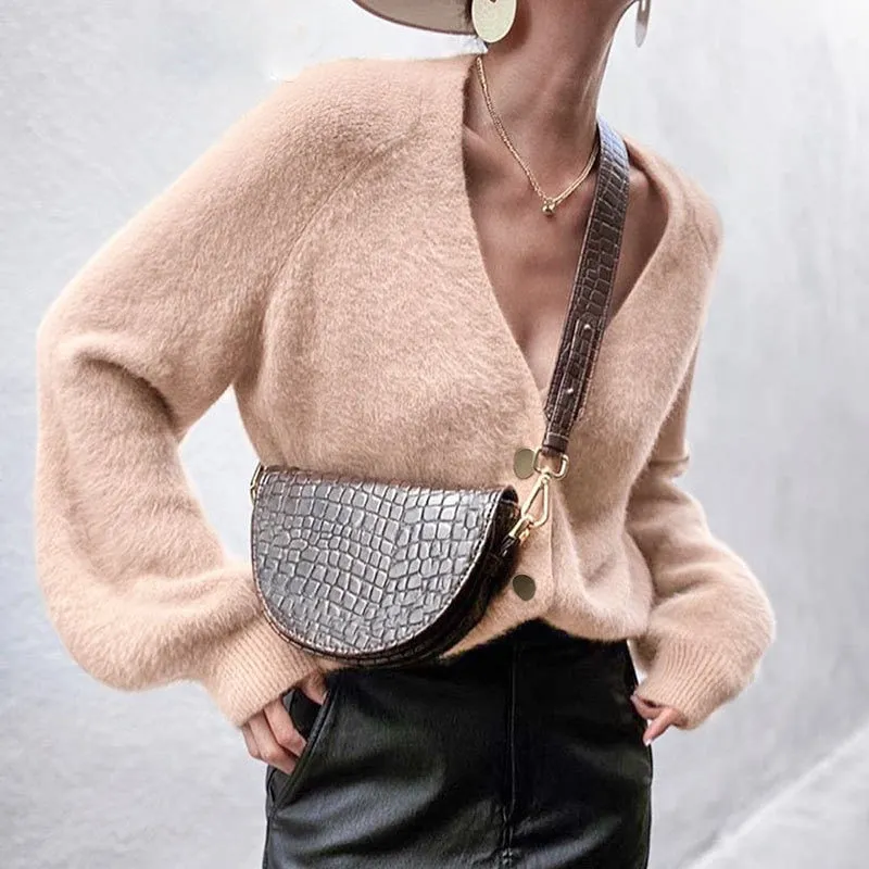 Hirsionsan Elegant Long Sleeve Mohair Sweater Cardigan