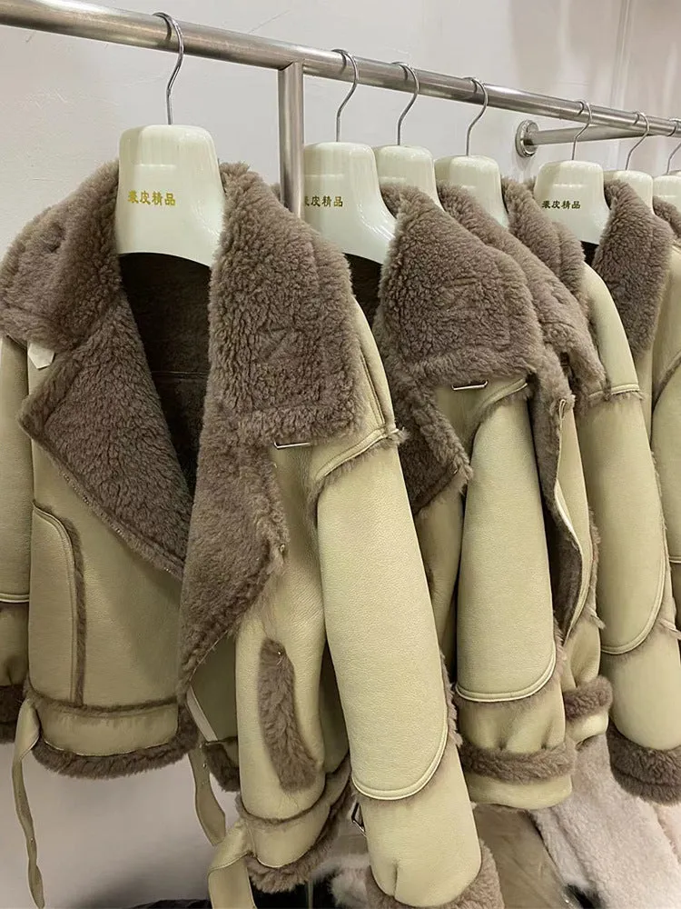Joskaa winter fits men Fur Lamb Fur Fur Integrated Cashmere Fur Coat Women's Short Warm Real Wool Coat