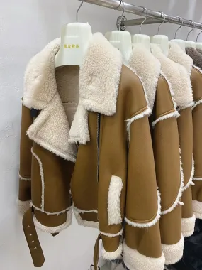 Joskaa winter fits men Fur Lamb Fur Fur Integrated Cashmere Fur Coat Women's Short Warm Real Wool Coat