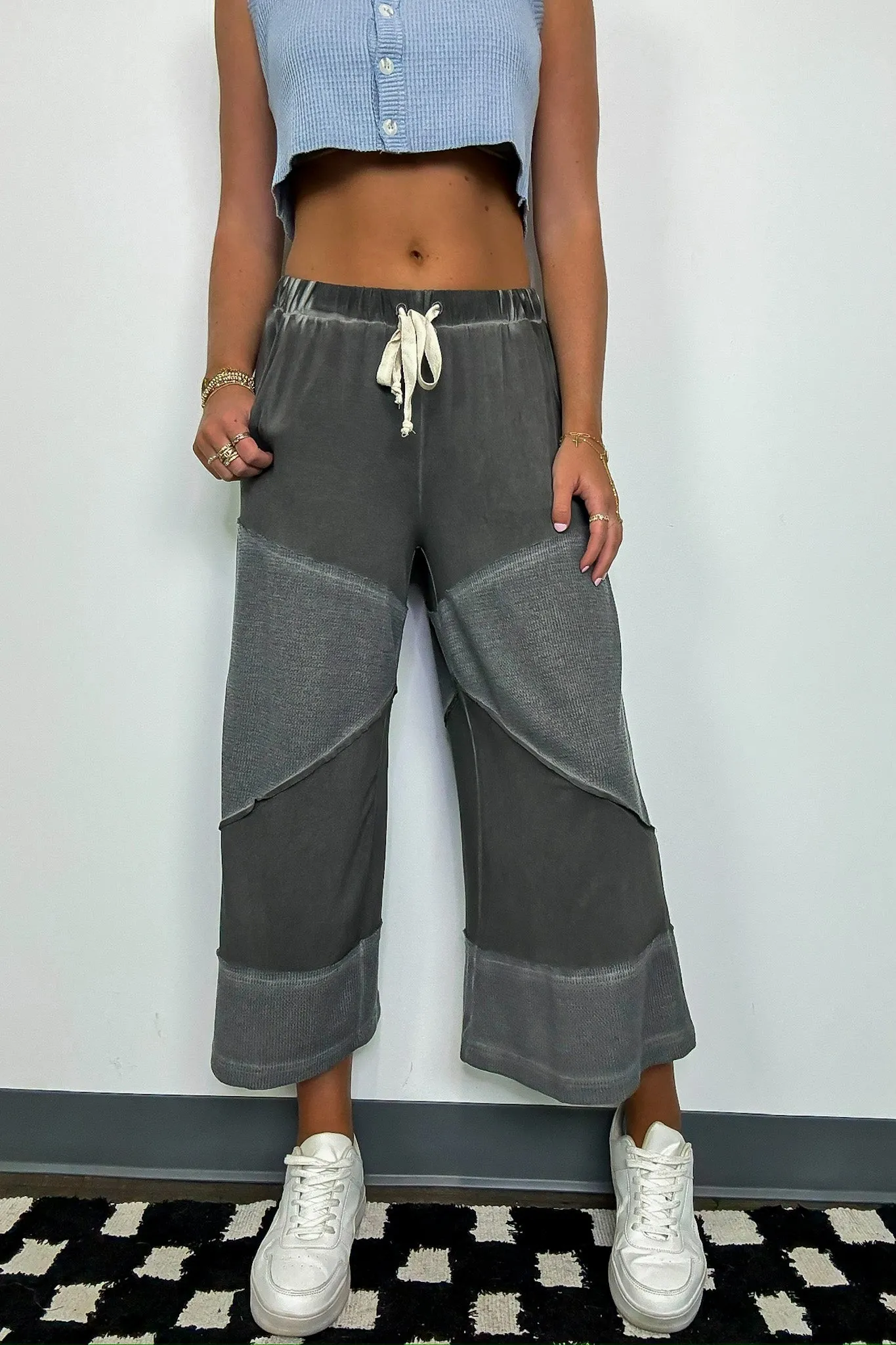 Juniper Contrast Knit Flowy Pants - FINAL SALE