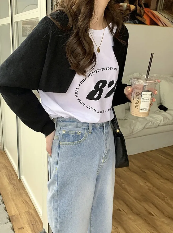 [Korean Style] 3 Color Round Neck Cropped Knit Cardigan