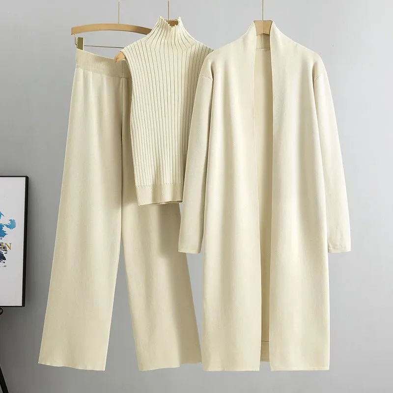 LovelyRLovely 3pcs Women's Knitted Vest Cardigan And Pants Set