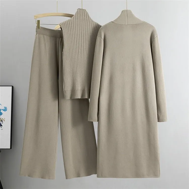 LovelyRLovely 3pcs Women's Knitted Vest Cardigan And Pants Set