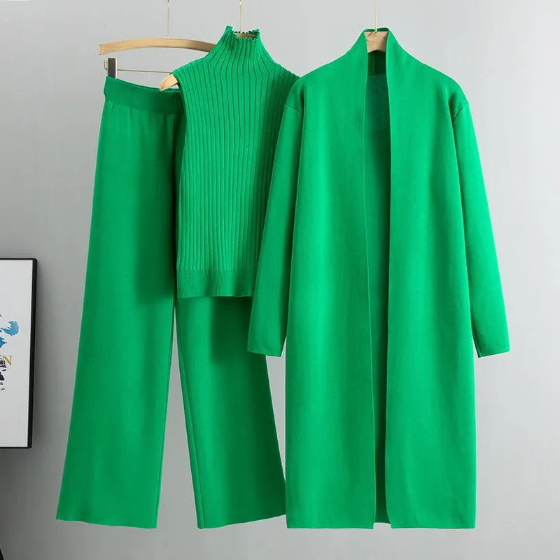 LovelyRLovely 3pcs Women's Knitted Vest Cardigan And Pants Set