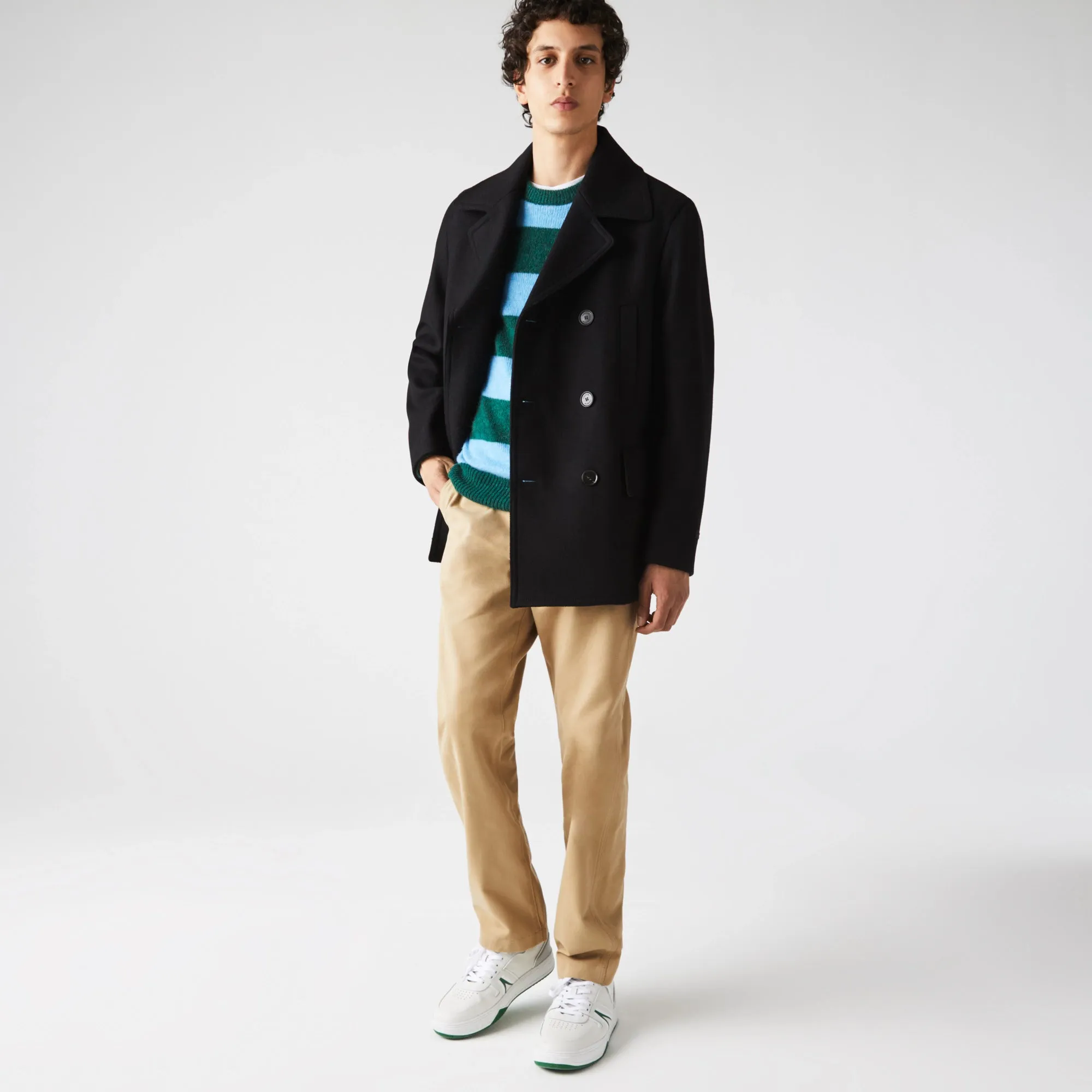Men's Double-Breasted Wool Blend Pea Coat