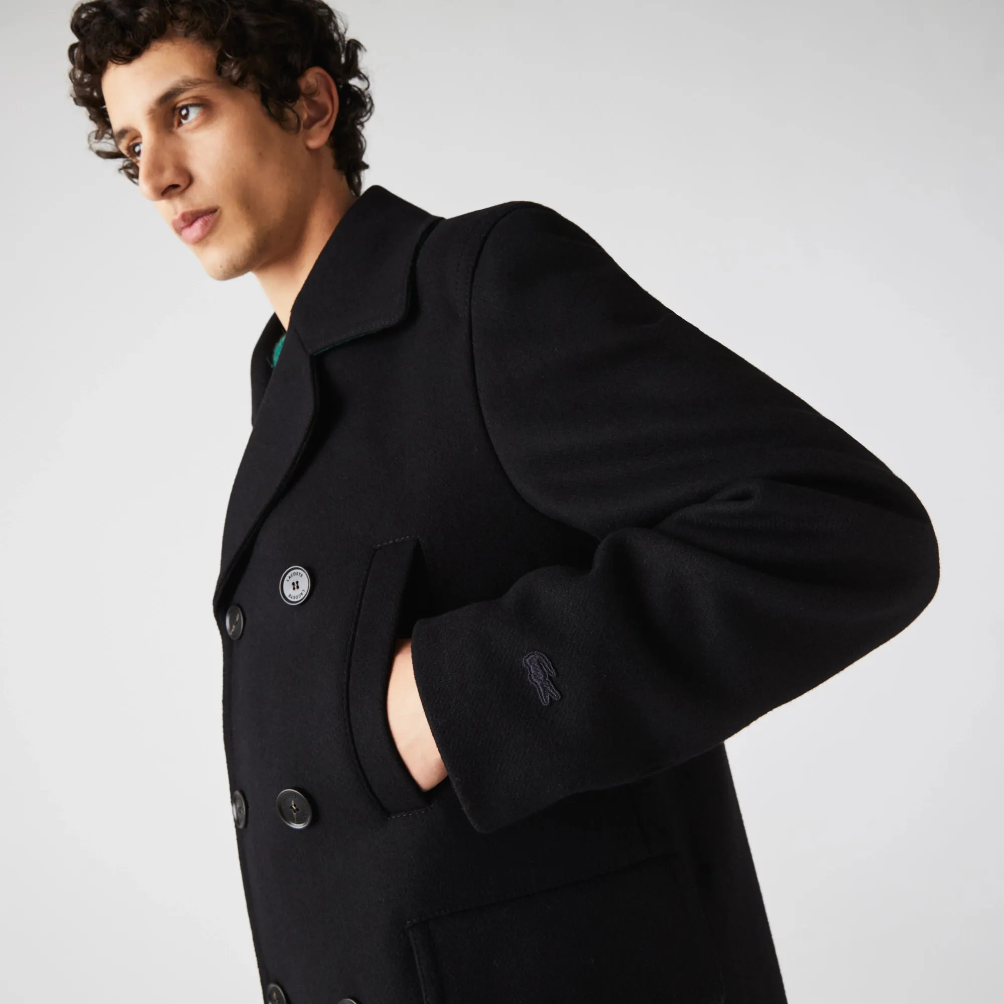 Men's Double-Breasted Wool Blend Pea Coat