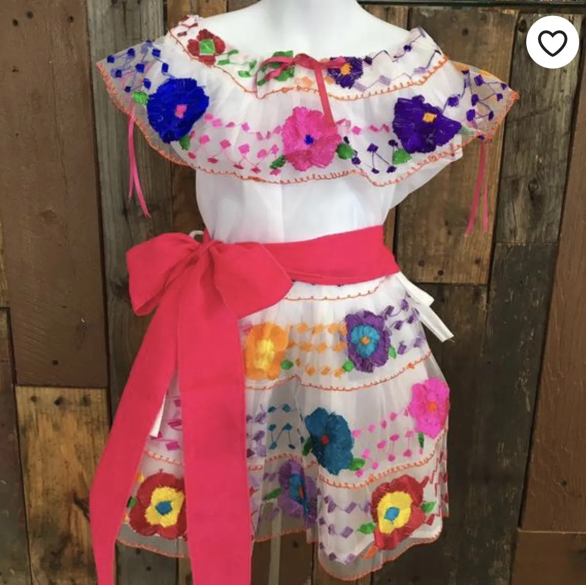 Mexican Chiapaneca Dress for Girls White