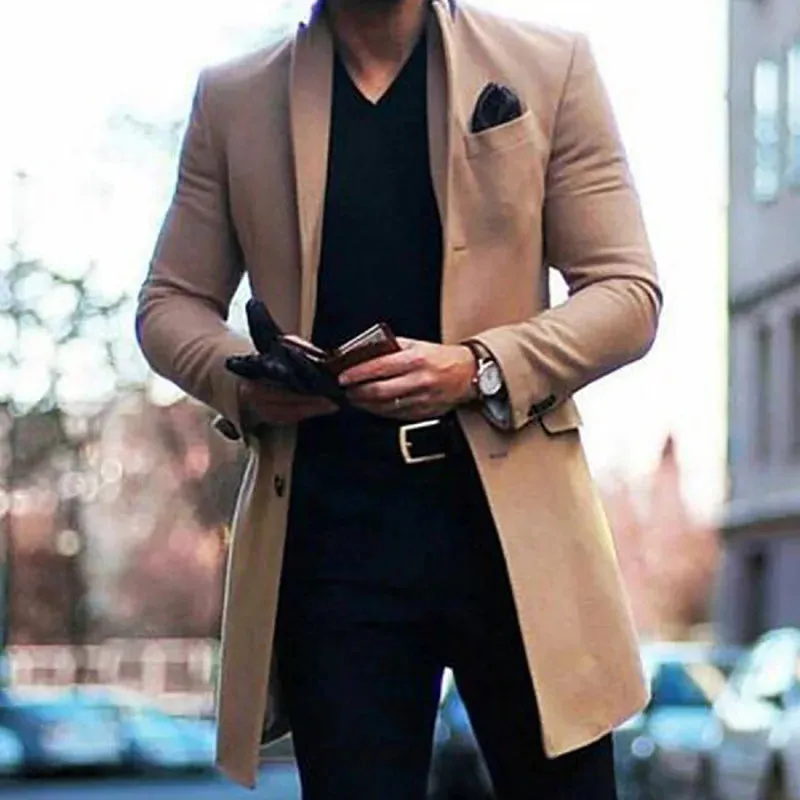 Mrmt 2024 brandneuer Herren mantel britischer mittellanger Herren-Langarm-Woll mantel lässiger Geschäfts mann Windschutz Woll mäntel Outwear