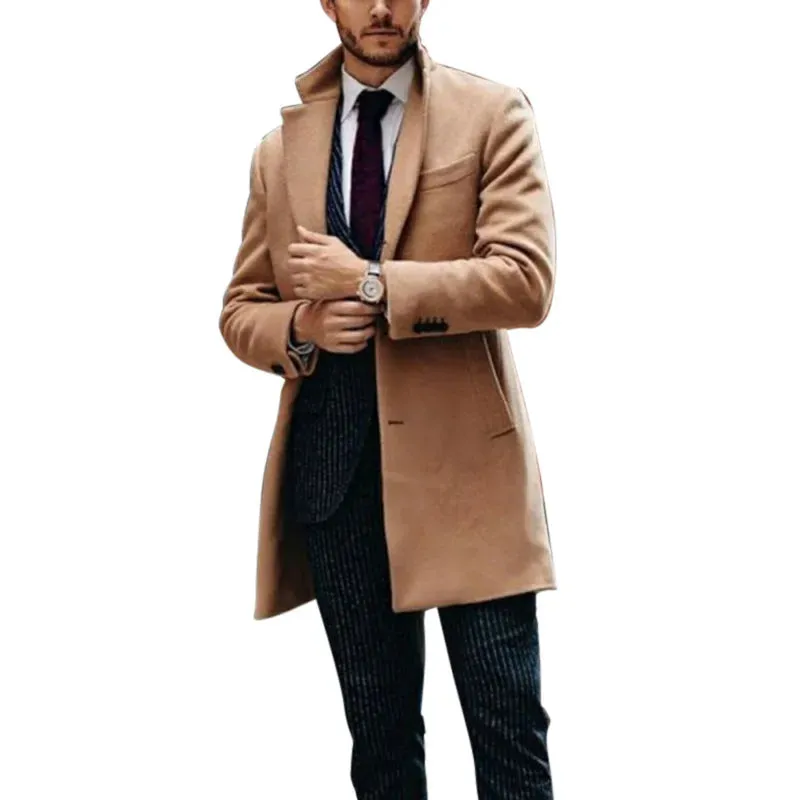 Mrmt 2024 brandneuer Herren mantel britischer mittellanger Herren-Langarm-Woll mantel lässiger Geschäfts mann Windschutz Woll mäntel Outwear