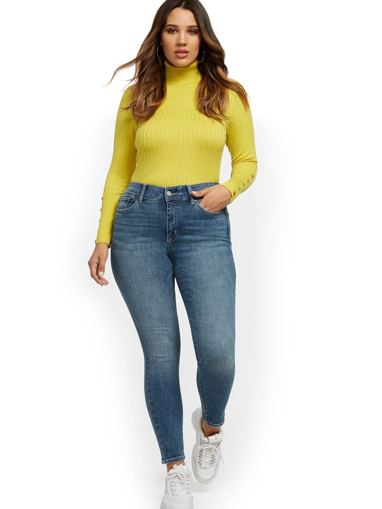 Mya Curvy High-Waisted Sculpting No Gap Super-Skinny Jeans - Vibrant Blue