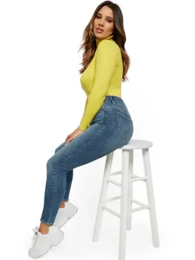 Mya Curvy High-Waisted Sculpting No Gap Super-Skinny Jeans - Vibrant Blue
