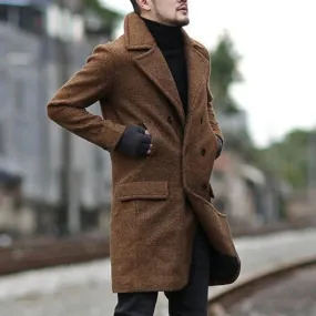 Neue Herren jacken lässig eingesteckte männliche Kleidung Woll mischung gefütterte Revers kleidung zweireihige elegante Overoats für den Frühling Winter