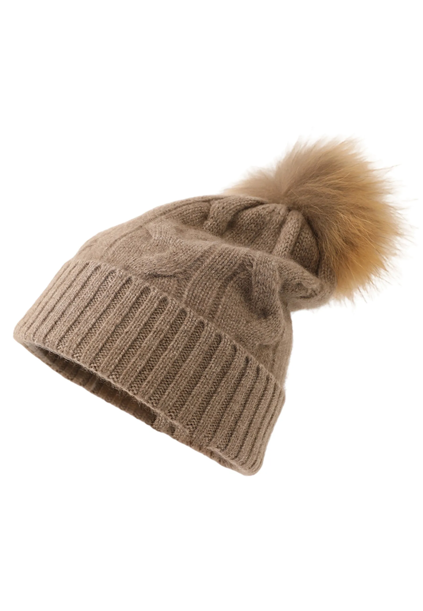 Soft Cable-Knit Mongolian Cashmere Beanie