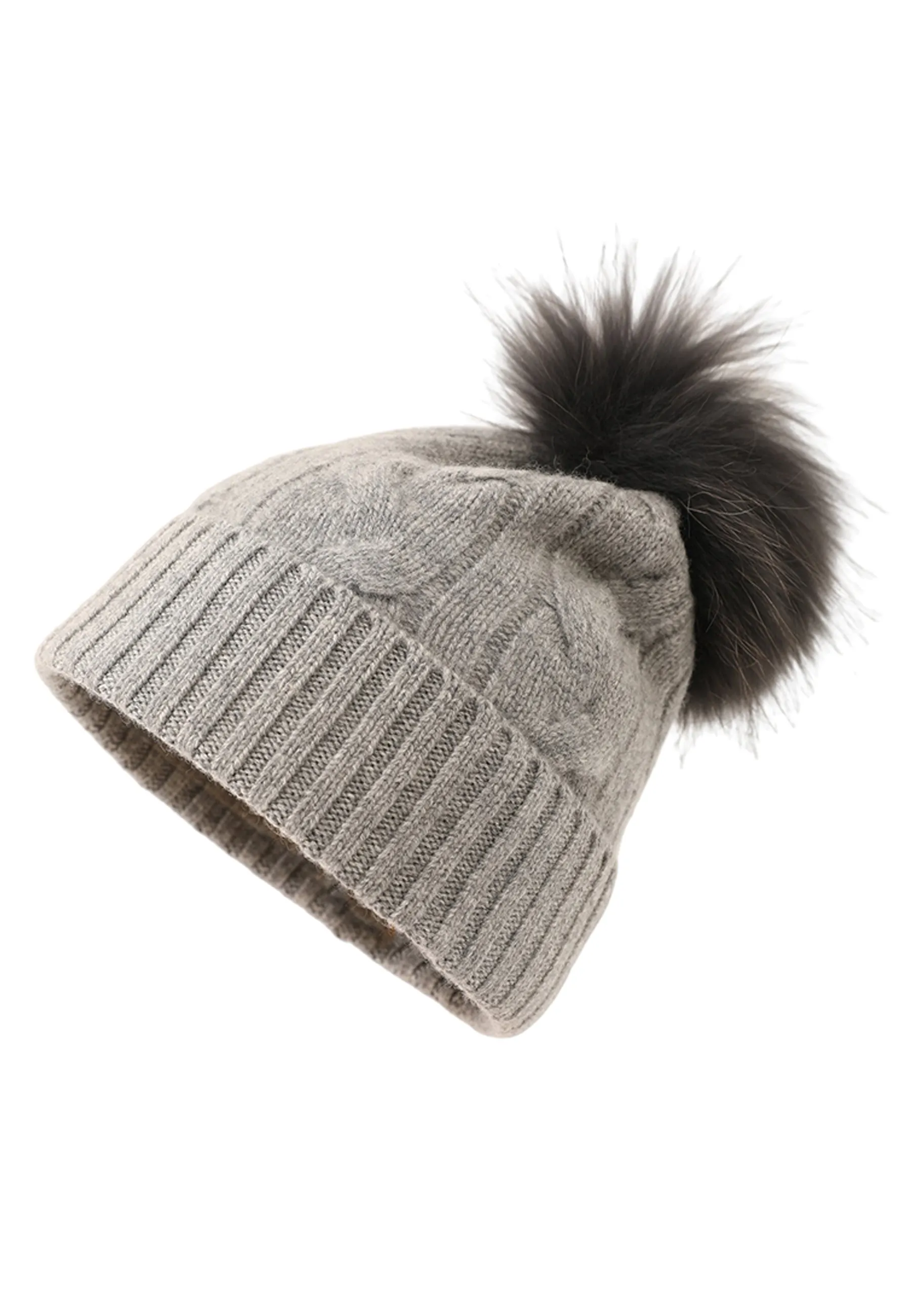 Soft Cable-Knit Mongolian Cashmere Beanie