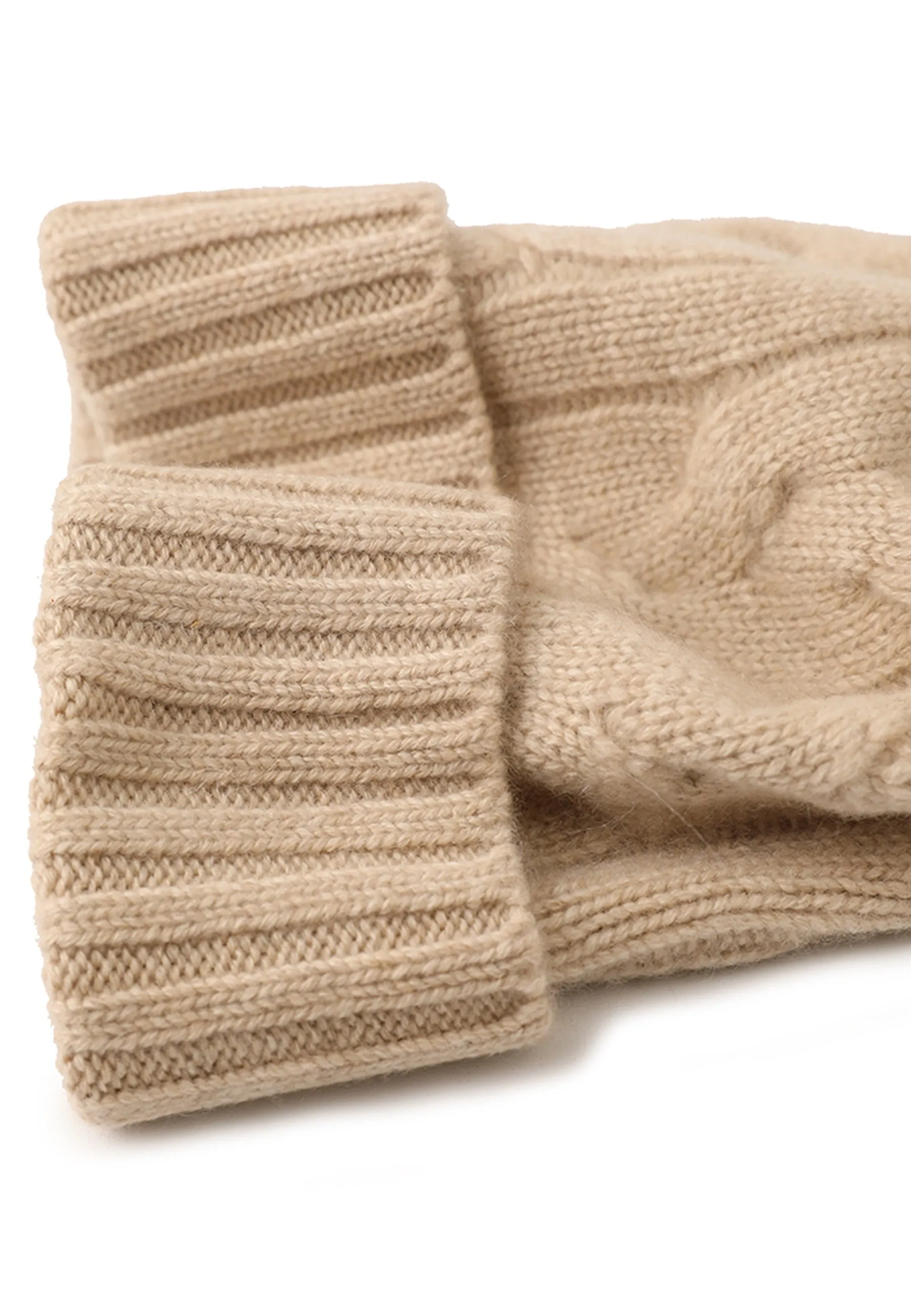 Soft Cable-Knit Mongolian Cashmere Beanie