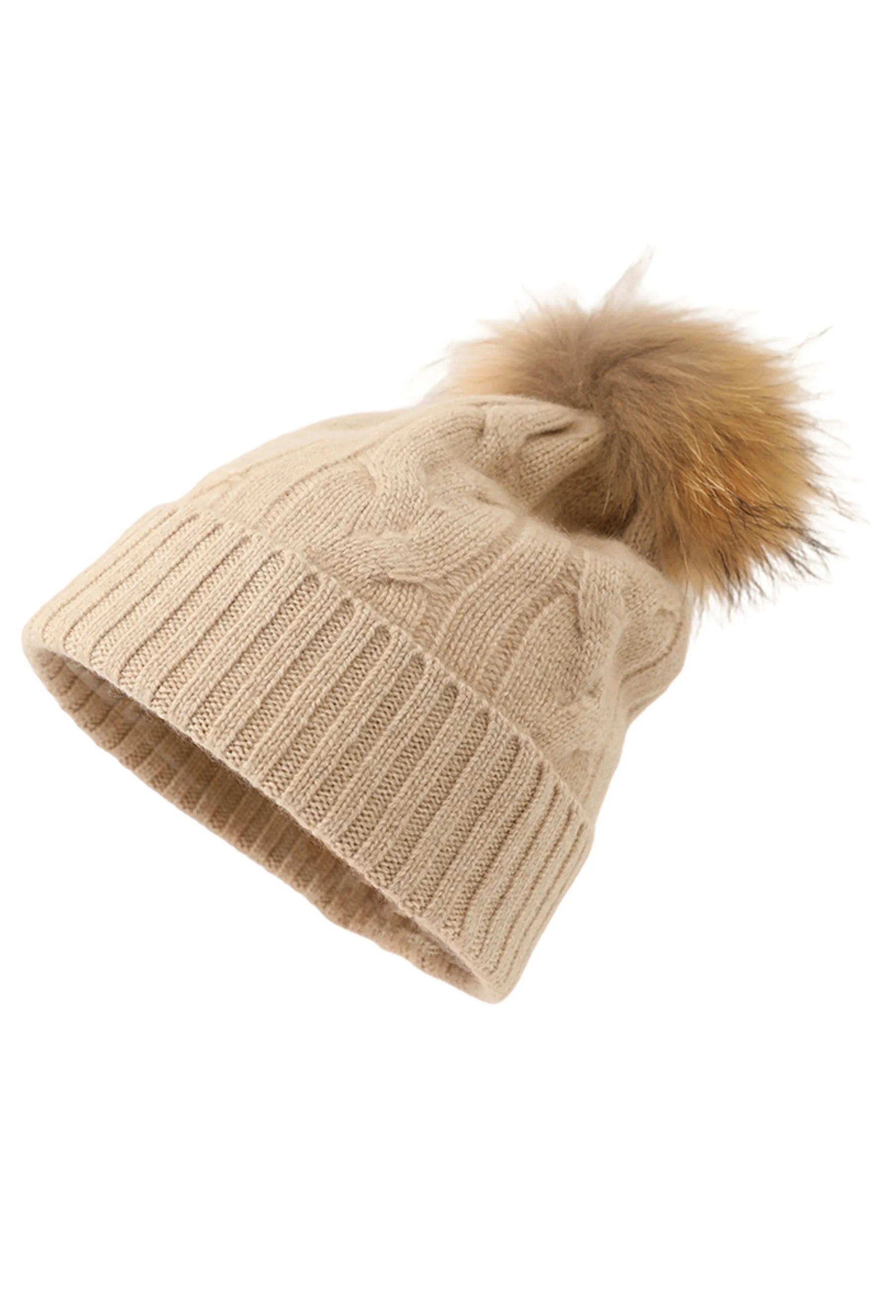 Soft Cable-Knit Mongolian Cashmere Beanie