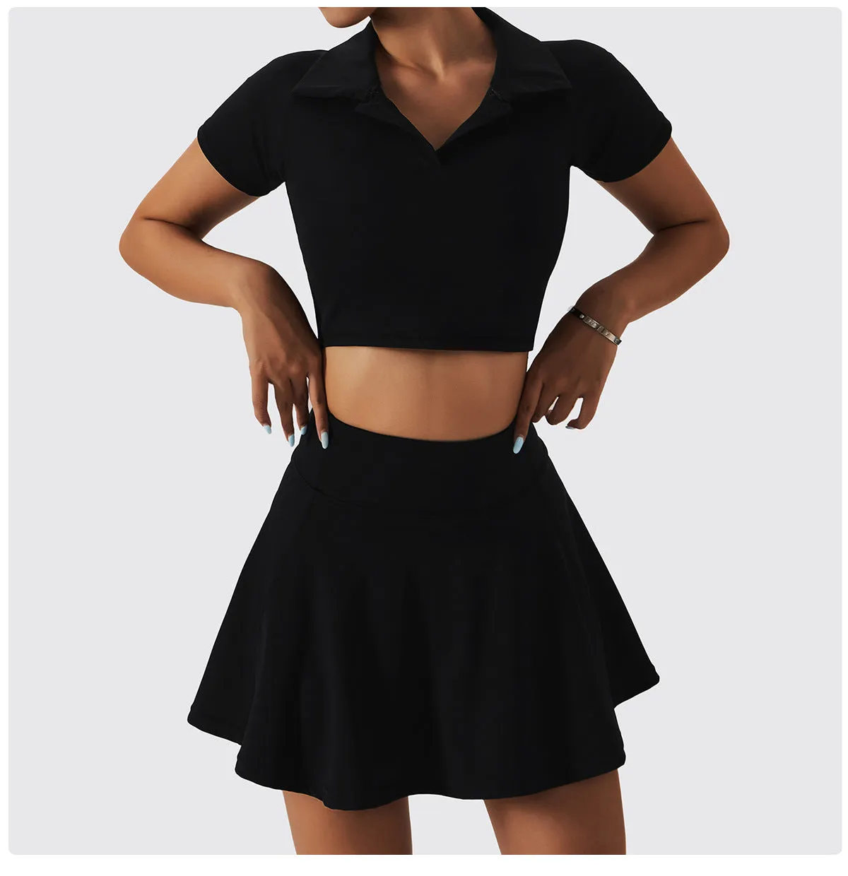 Spring Nude Feel Tennis Skirt Fitness Badminton Faux Two Piece Sports Culottes Pocket Running Casual Mini Skirt