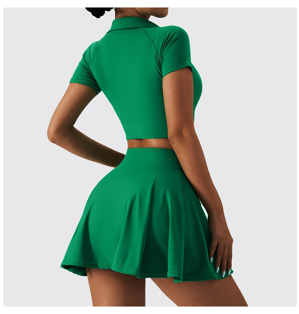 Spring Nude Feel Tennis Skirt Fitness Badminton Faux Two Piece Sports Culottes Pocket Running Casual Mini Skirt